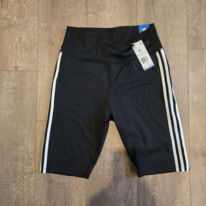 Adidas Black Biker Shorts with White Stripes Womens Size Xl Nwt